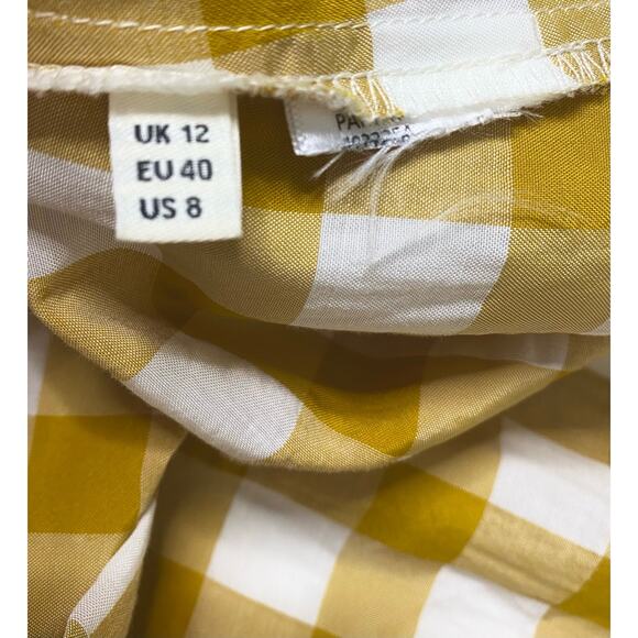 WHISTLES Illana Checkered Mustard & Cream Maxi Shirt Dress US 8 - Picture 11 of 11